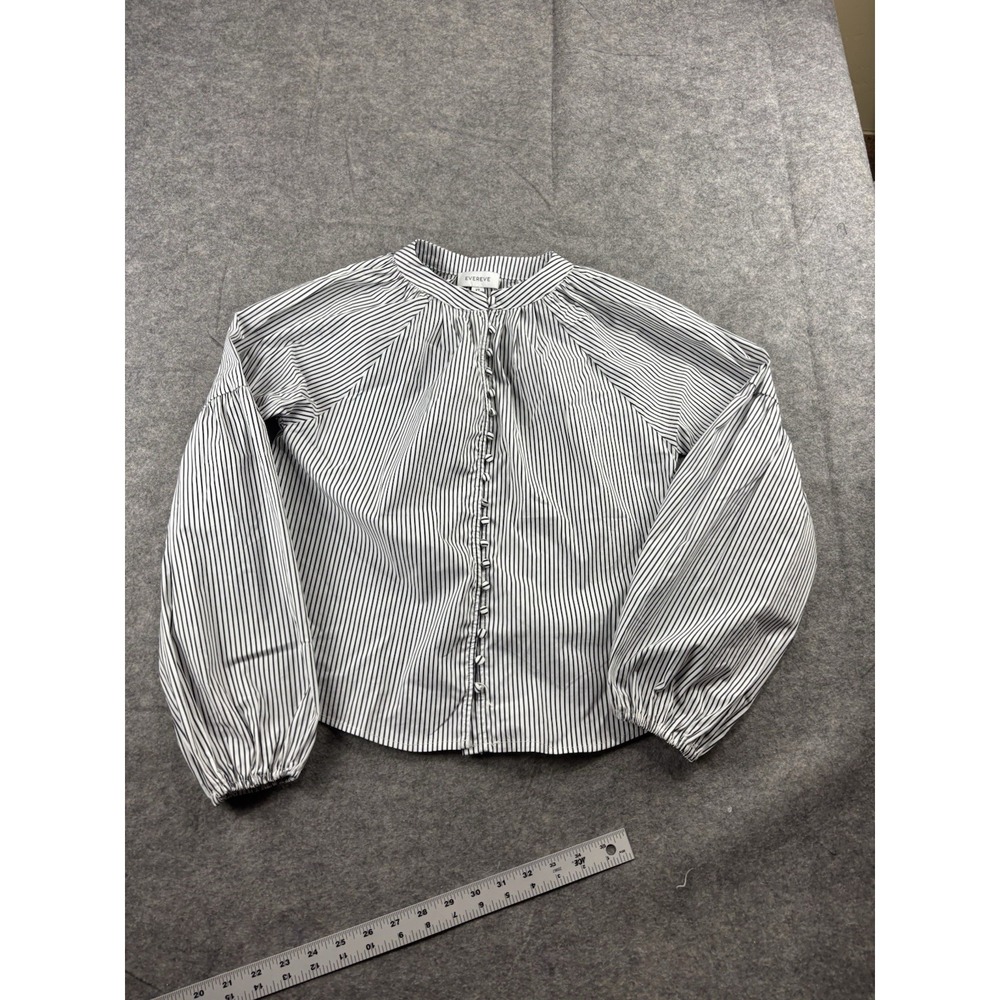 Evereve Sofia Striped Button Down Poplin Blouse‎ Women XS Minimalist Preppy